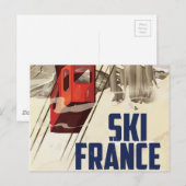 Frankrijk Skien vintage reisposter. Briefkaart (Voorkant / Achterkant)