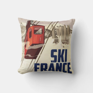 Frankrijk Skiing vintage poster. Kussen