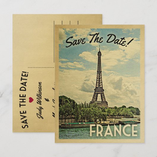 Frankrijk slaat de Eiffeltoren in Parijs op Aankondigingskaart (Voorkant / Achterkant)