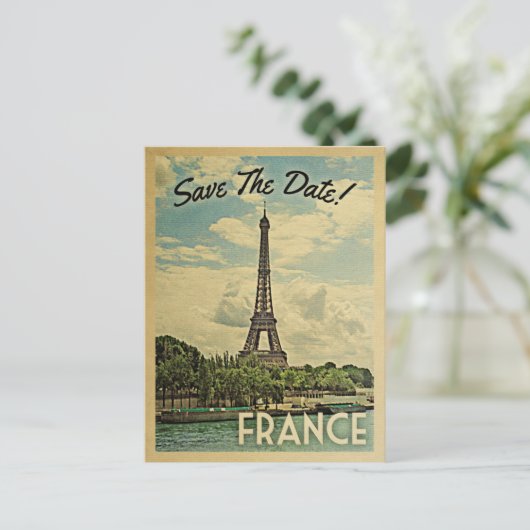 Frankrijk slaat de  Eiffeltoren in Parijs op Aankondigingskaart (Staand voorkant)