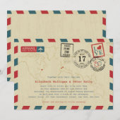 Frankrijk Spanje  Airmail World Travel Wedding Kaart (Voorkant / Achterkant)
