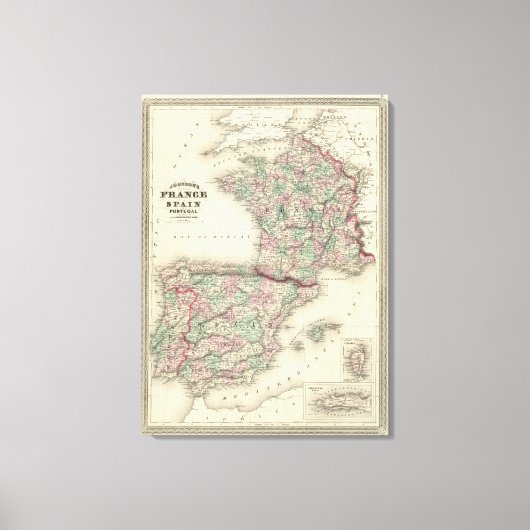 Frankrijk, Spanje en Portugal Canvas Afdruk (Voorkant)