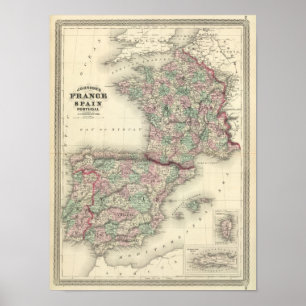 Frankrijk, Spanje en Portugal Poster