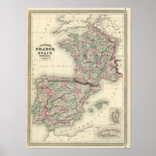 Frankrijk, Spanje en Portugal Poster (Voorkant)
