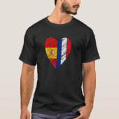 Frankrijk Spanje hart Spaanse vlag Franse vlag lie T-shirt (Voorkant)