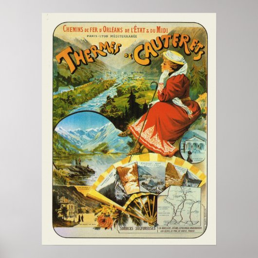 Frankrijk, Spoorweg, Thema's de Cauterets Poster (Voorkant)