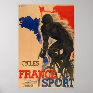 Frankrijk-Sport Vintage Fiets Poster