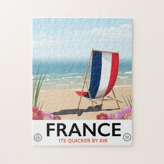 Frankrijk strand reisposter legpuzzel (Verticaal)