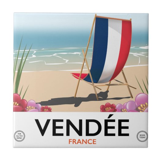 Frankrijk strand reisposter tegeltje (Voorkant)