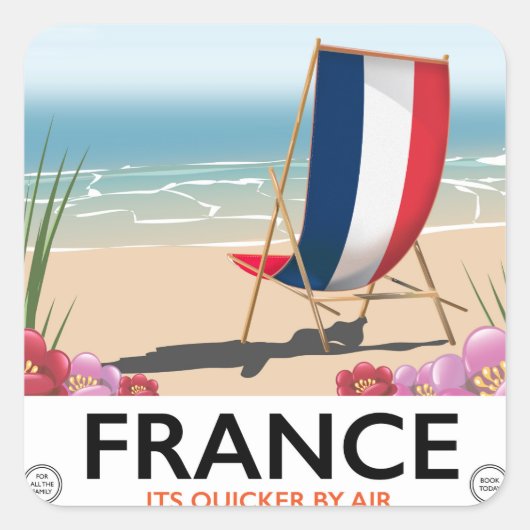 Frankrijk strand reisposter vierkante sticker (Voorkant)