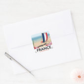 Frankrijk strand reisposter vierkante sticker (Envelop)