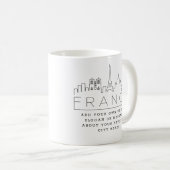Frankrijk Stylized Skyline | Aangepaste slogan kof Koffiemok (Voorkant rechts)