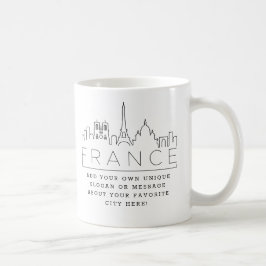 Frankrijk Stylized Skyline | Aangepaste slogan kof Koffiemok