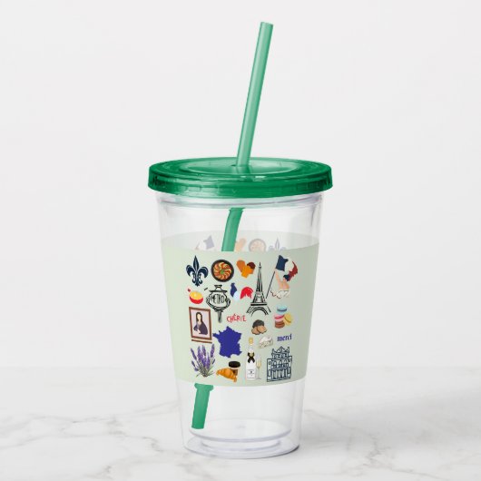 Frankrijk Symbolen Acryl Drinkbeker (Achterkant)