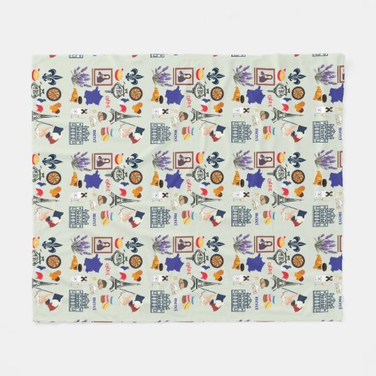 Frankrijk Symbolen Fleece Deken (Voorkant (Horizontaal))