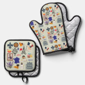 Frankrijk Symbolen Ovenwant & Pannenlap Set (Voorkant / Achterkant)