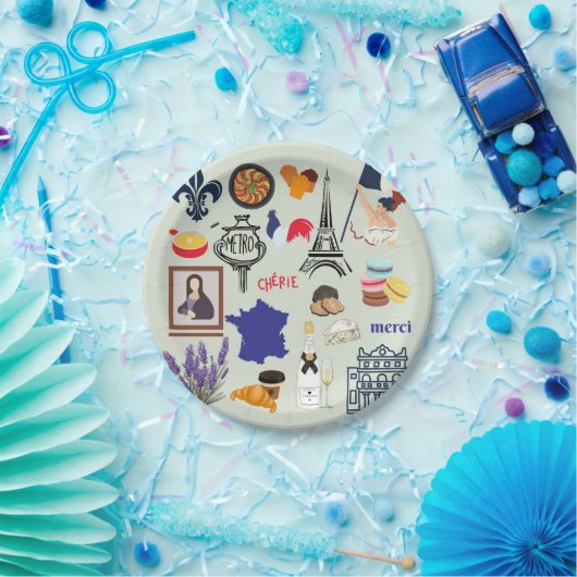 Frankrijk Symbolen Papieren Bordje (Feest)