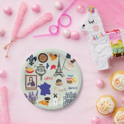 Frankrijk Symbolen Papieren Bordje (Feest)