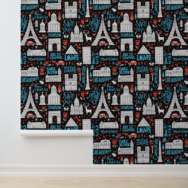 Frankrijk | Symbolen Patroon Behang (Applicatie)