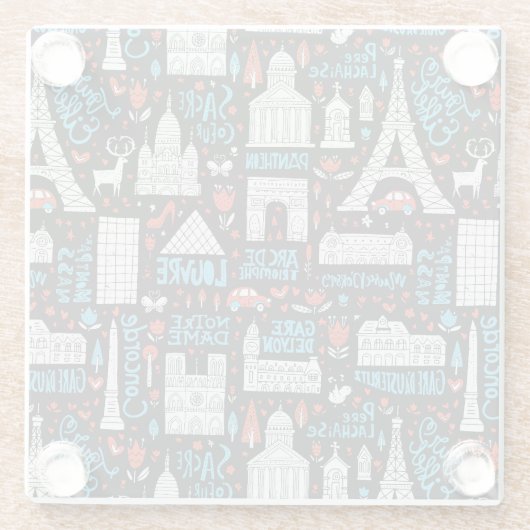 Frankrijk | Symbolen Patroon Glazen Onderzetter (Achterkant)