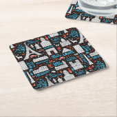 Frankrijk | Symbolen Patroon Kartonnen Onderzetters (Schuin)