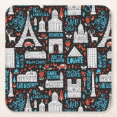 Frankrijk | Symbolen Patroon Kartonnen Onderzetters (Voorkant)