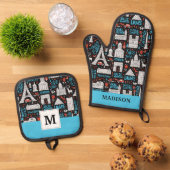 Frankrijk | Symbolen Patroon Ovenwant & Pannenlap Set (Top down)