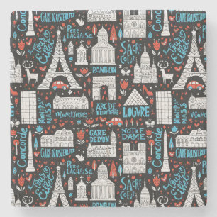 Frankrijk   Symbolen Patroon Stenen Onderzetter