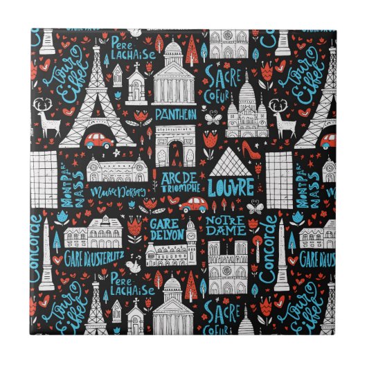 Frankrijk | Symbolen Patroon Tegeltje (Voorkant)