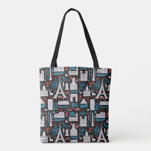 Frankrijk | Symbolen Patroon Tote Bag (Achterkant)