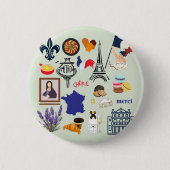 Frankrijk Symbolen Ronde Button 5,7 Cm (Voorkant)