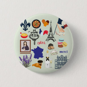 Frankrijk Symbolen Ronde Button 5,7 Cm