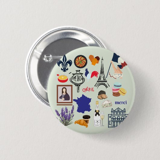 Frankrijk Symbolen Ronde Button 5,7 Cm (Voorkant /achterkant)