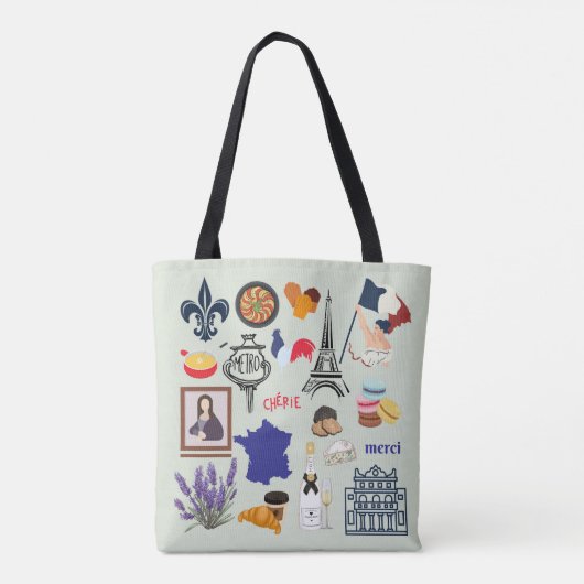 Frankrijk Symbolen Tote Bag (Achterkant)