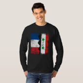 Frankrijk Syrië vlaggen half Syrische Franse worte T-shirt (Voorkant volledig)