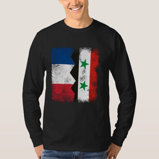 Frankrijk Syrië vlaggen half Syrische Franse worte T-shirt (Voorkant)