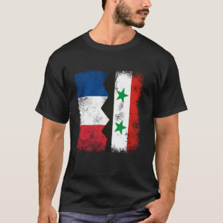 Frankrijk Syrië vlaggen half Syrische Franse worte T-shirt