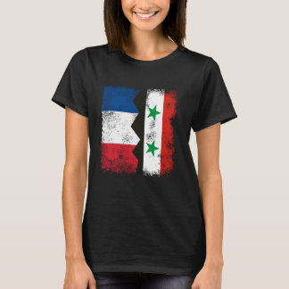 Frankrijk Syrië vlaggen half Syrische Franse worte T-shirt