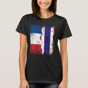 Frankrijk Thailand vlaggen half Thaise Franse wort T-shirt