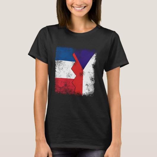 Frankrijk Tsjechië vlaggen half Tsjechische Franse T-shirt (Voorkant)
