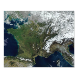 Frankrijk vanuit de ruimte foto afdruk