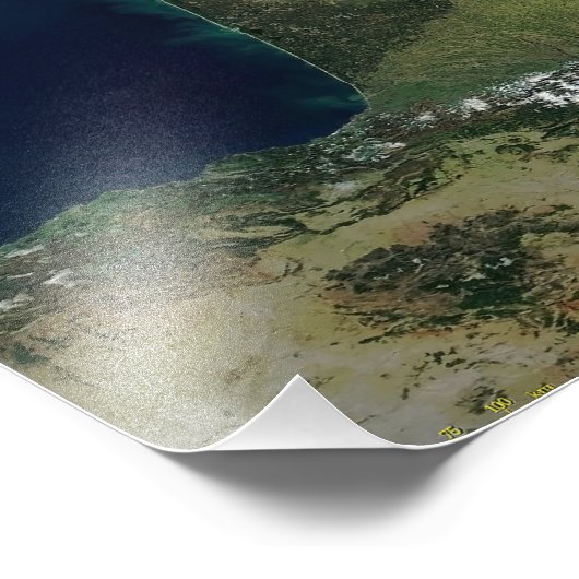 Frankrijk vanuit de ruimte foto afdruk (Hoek)