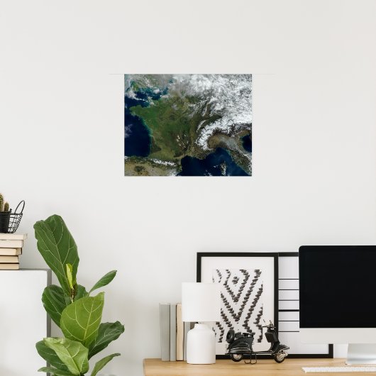 Frankrijk vanuit de ruimte poster (Thuiskantoor)