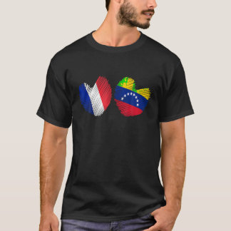 Frankrijk Venezuela Hart Franse vlag Venezolaanse T-shirt