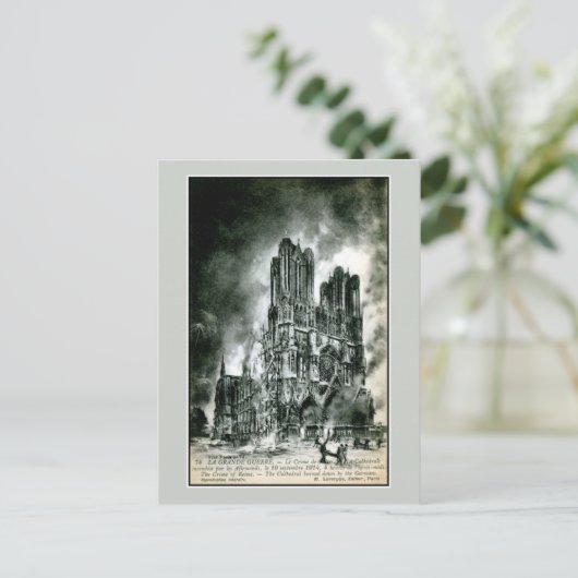 Frankrijk verbrandt de tekening van de kathedraal  briefkaart (Staand voorkant)