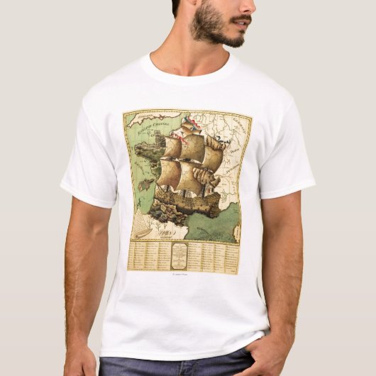 Frankrijk vertegenwoordigd als ShipPanoramic Map T-shirt (Voorkant)