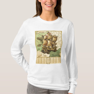 Frankrijk vertegenwoordigd als ShipPanoramic Map T-shirt