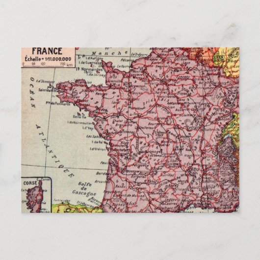 Frankrijk vintage kaart ansichtkaart (Voorkant)