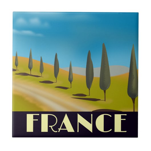 Frankrijk vintage stijl reisposter tegeltje (Voorkant)