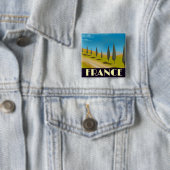 Frankrijk vintage stijl reisposter vierkante button 5,1 cm (In situ)